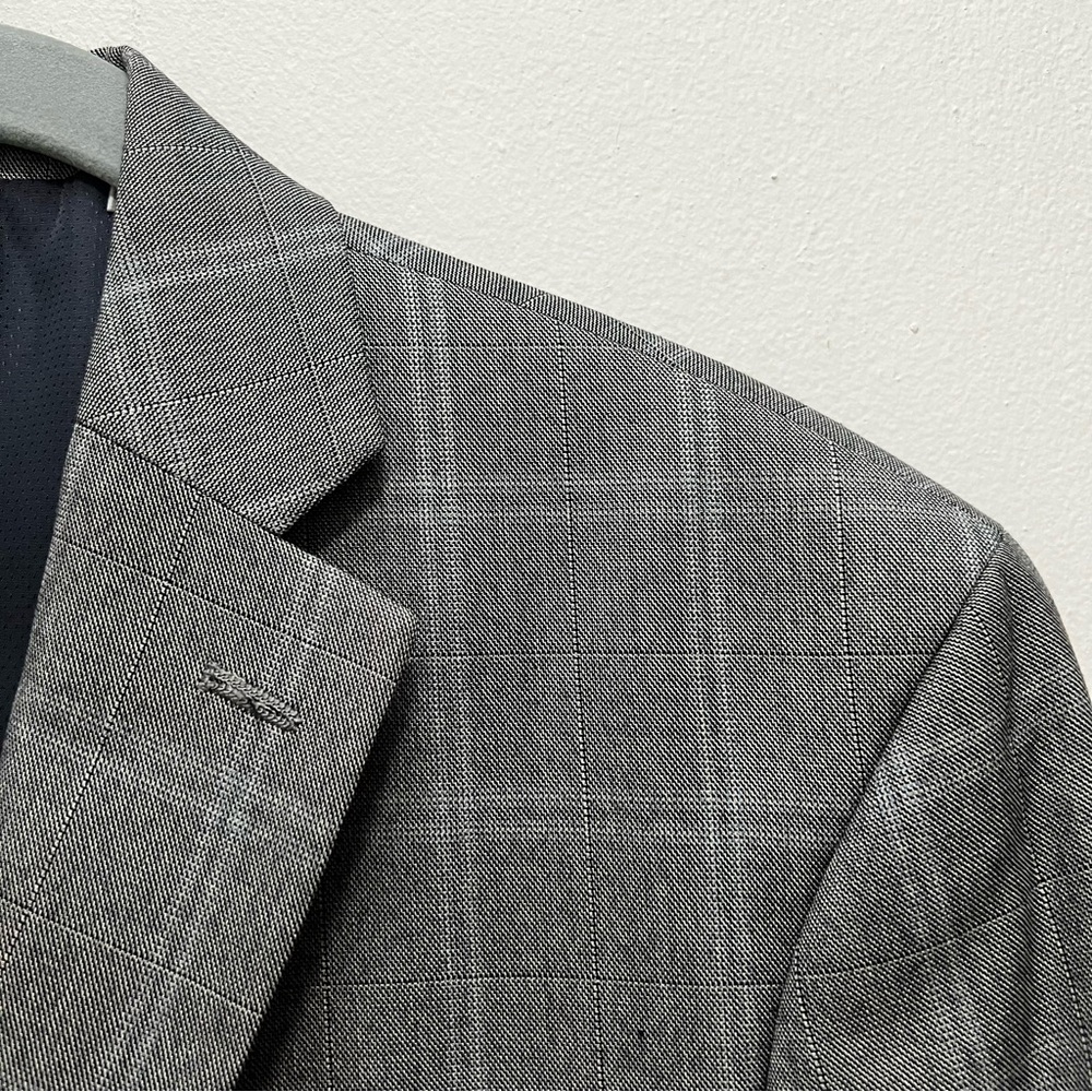 $30 SALE Michael Kors Mens Gray Windowpane Designer Blazer Sz 38 Regular Fit - Picture 5 of 13